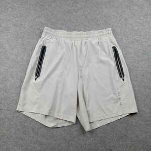 Second Skin Shorts Mens Large Gray 7.5 Inseam Zip Pockets Athletic Running Gym